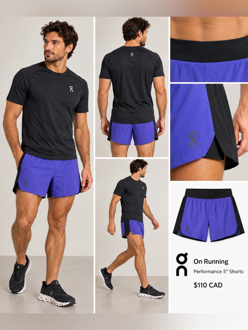On Running Men’s Performance 5" Shorts — Purple with Black Trim